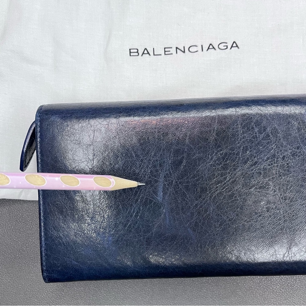 📌SOLD📌Balenciaga Navy Blue Leather Wallet With Dustbag - Picture 8 of 16